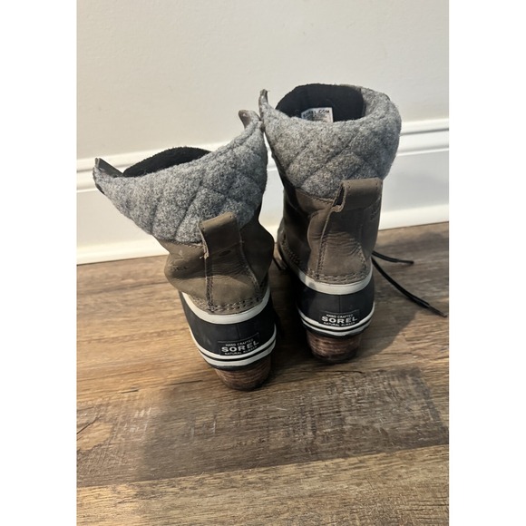Sorel Slimpack Duck Waterproof Boots Woens Size 9 8 Gray Leather Winter Lace Up - Picture 3 of 6